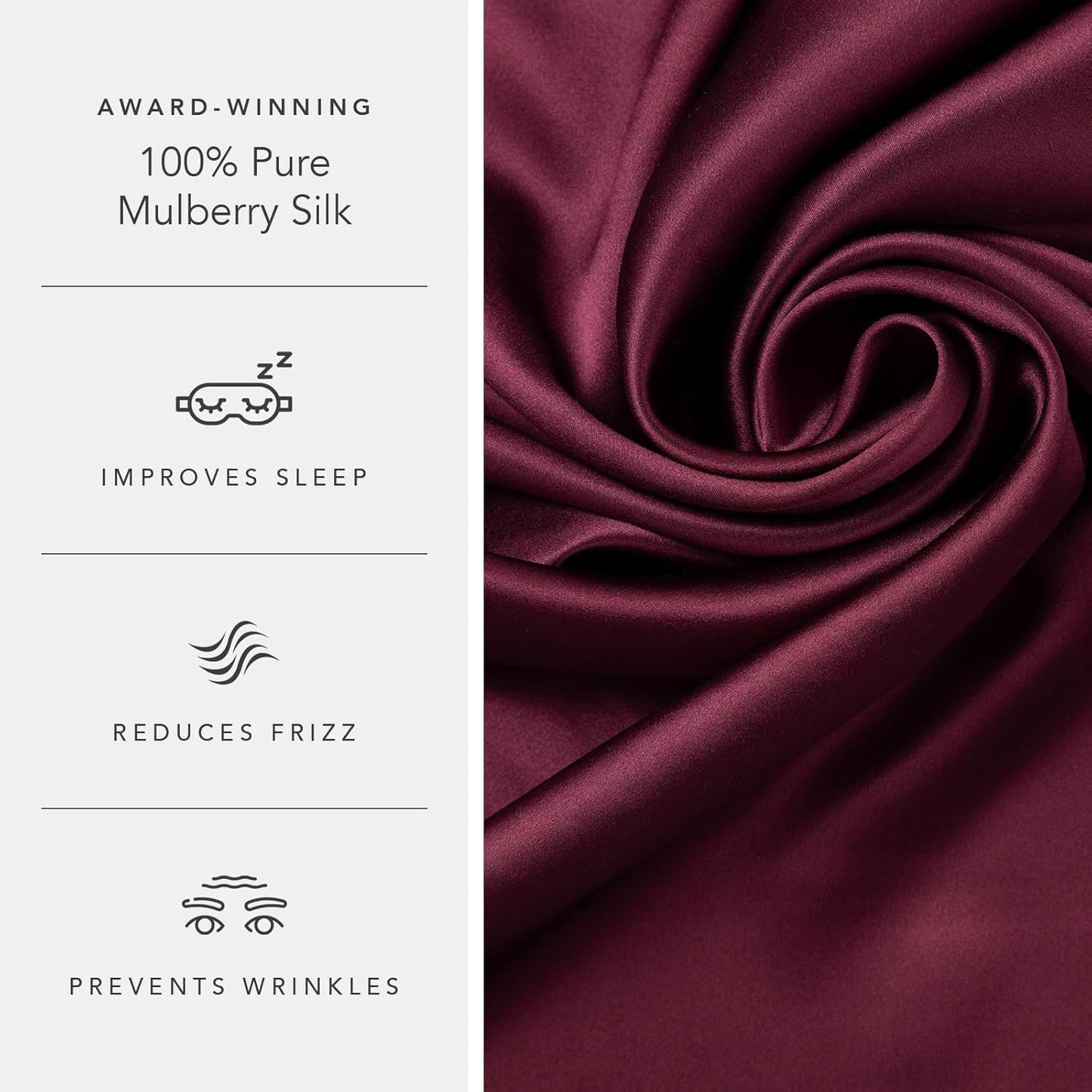 Fishers Finery 25mm 100% Pure Mulberry Silk Pillowcase (Red King 2 Pack)