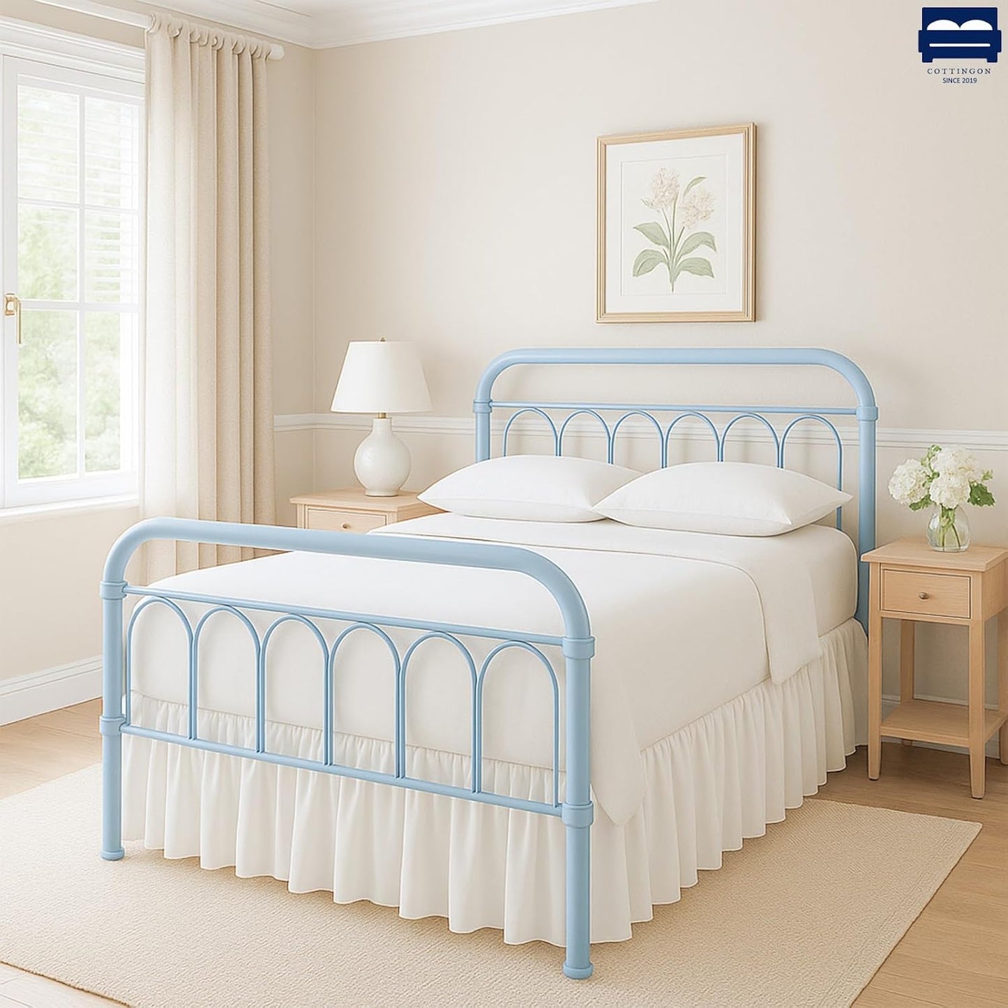 Ruffled Bed Skirt with Split Corners-Dust Ruffle - 18" Drop 100% Microfiber Soft,Sheen & Luxurious Look - Bed Skirts (White -Queen)
