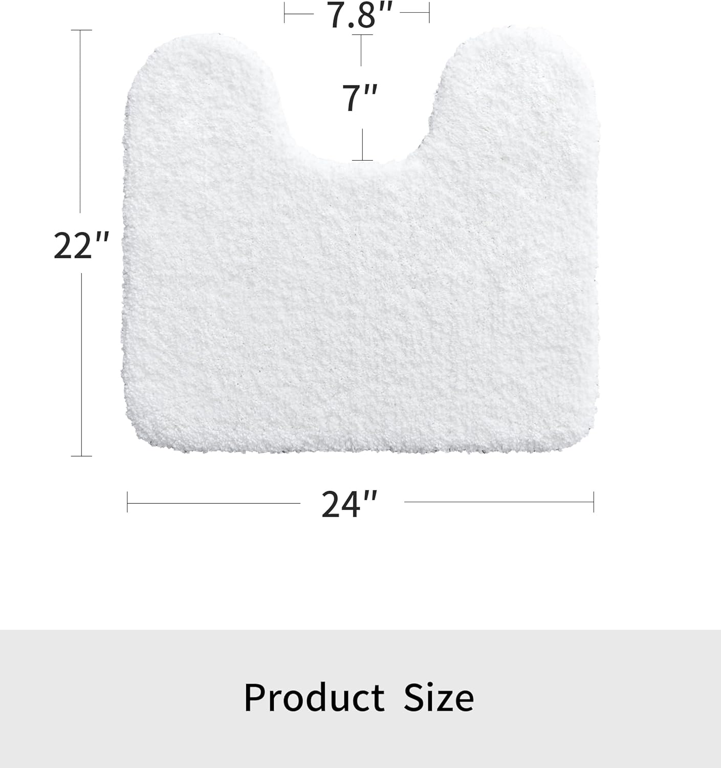 White Toilet Rug 22x24 Non Slip Fluffy Toilet Floor Mat U Shaped Washable Bathroom Contour Rug for Toilet Absorbent Shaggy Toilet Foot Rug