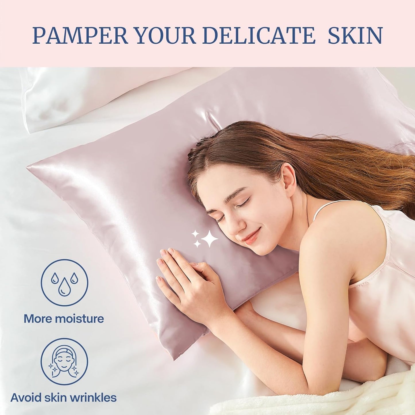 BEDELITE Satin Pillowcase for Hair and Skin, Super Soft Similar to Silk Pillow Cases 4 Pack with Envelope Closure, Cooling Pillowcases for Women Men (20"x36" King Size, Lotus Pink)
