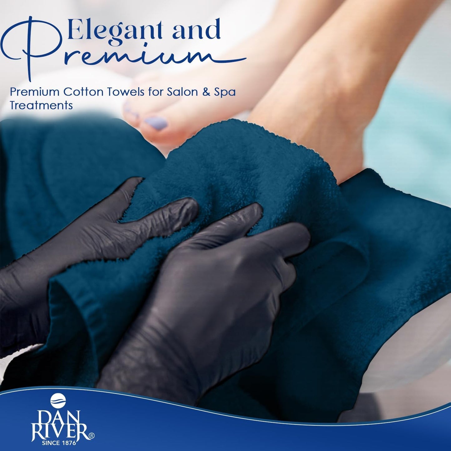 DAN RIVER 100% Cotton Salon Towels Set – 16x26 inches, Pack of 24, Highly Absorbent and Quick-Dry Towels for Hand, Salon, Spa, Beauty, Gyms and Home Hair Care, Navy