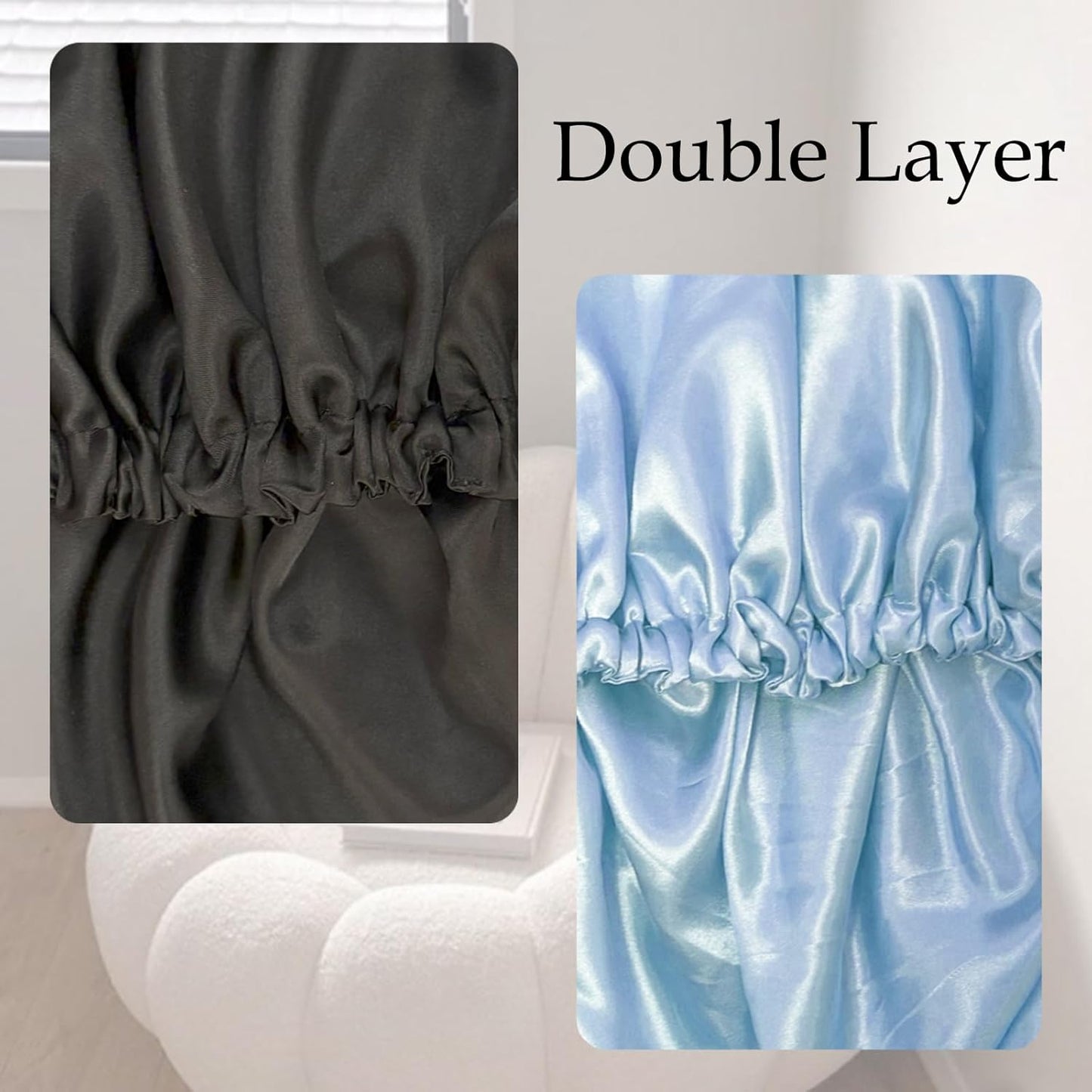 Satin Bonnet Double Layer Silk Bonnet for Sleeping Women Hair Care for Natural Curly