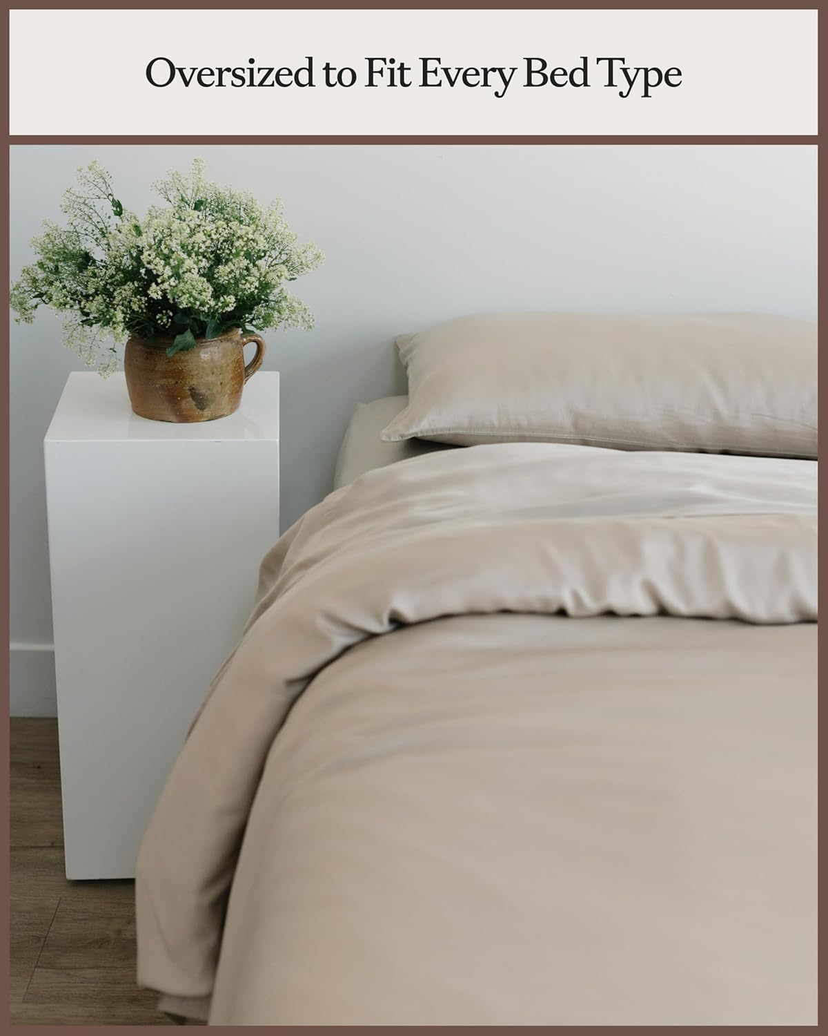Cozy Earth Luxury Duvet Cover Twin - 100% Viscose from Bamboo - Ultra-Soft, Cooling & Lightweight Duvet Cover - Temperature-Regulating Bedding with Concealed Zip & Interior Snap Closures - Driftwood