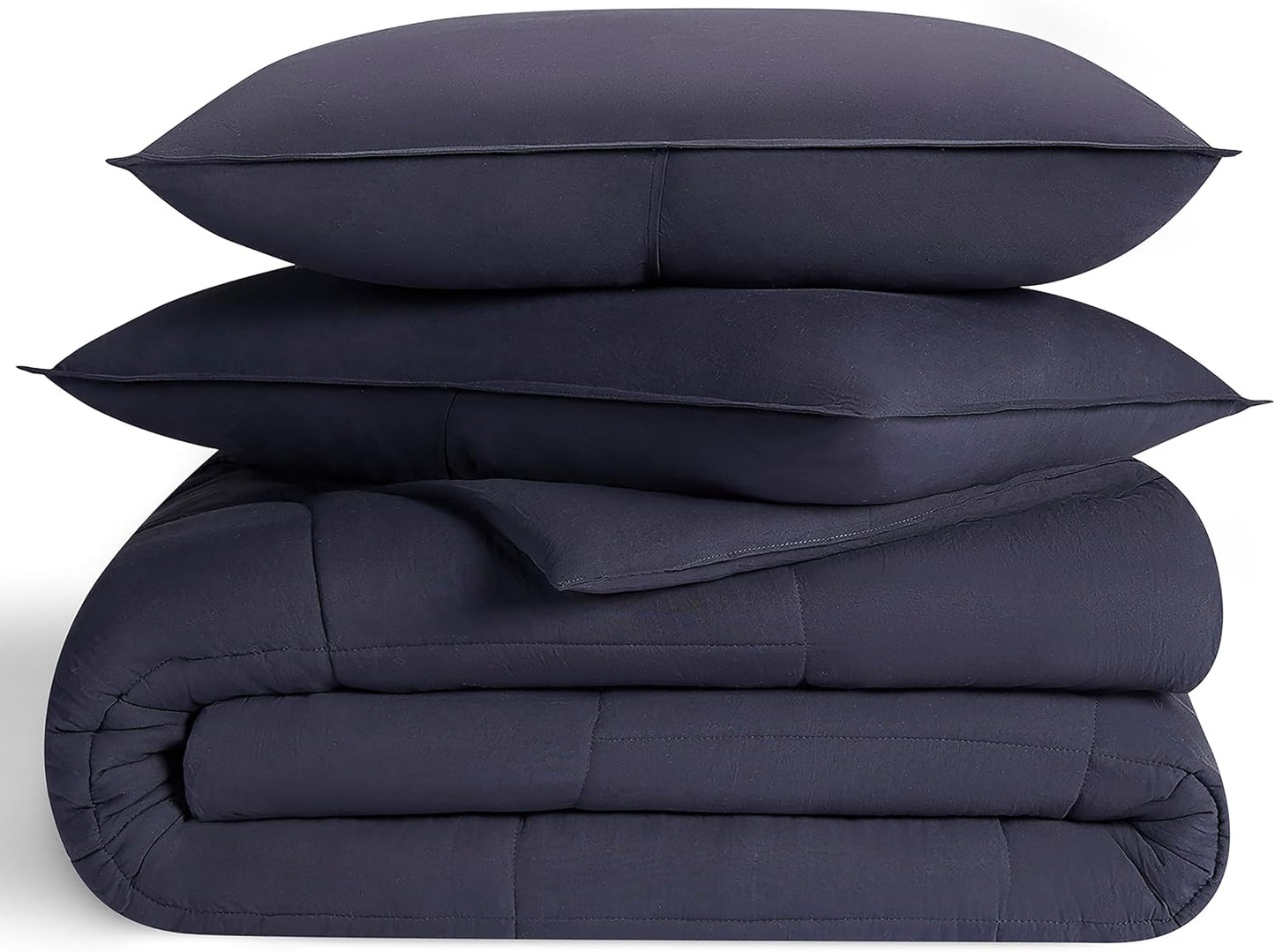 UGG King Size Comforter Set with 2 Pillow Shams Lightweight Down Alternative Comforter King Size Blanket Reversible Cozy Warm All Season Washable Hypoallergenic Bedding Set, Navy Blue (Leonora)