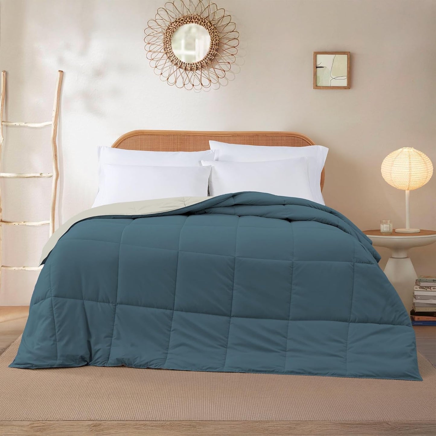 Modern Threads Down Alternative Reversible Comforter Teal/Beige Twin