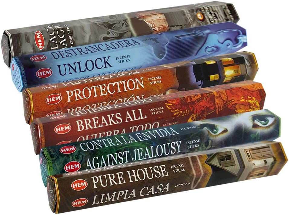 Hem Incense Sticks Variety Pack #21 and Incense Stick Holder Bundle with 6 Witchcraft Themed Fragrances