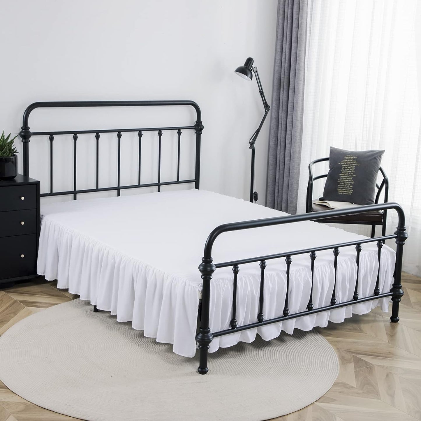 Bed Skirt Full Size Ruffled Bed Skirts with Split Corners, 12 Inch Drop Dust Ruffle Bed Skirt with Platform, White