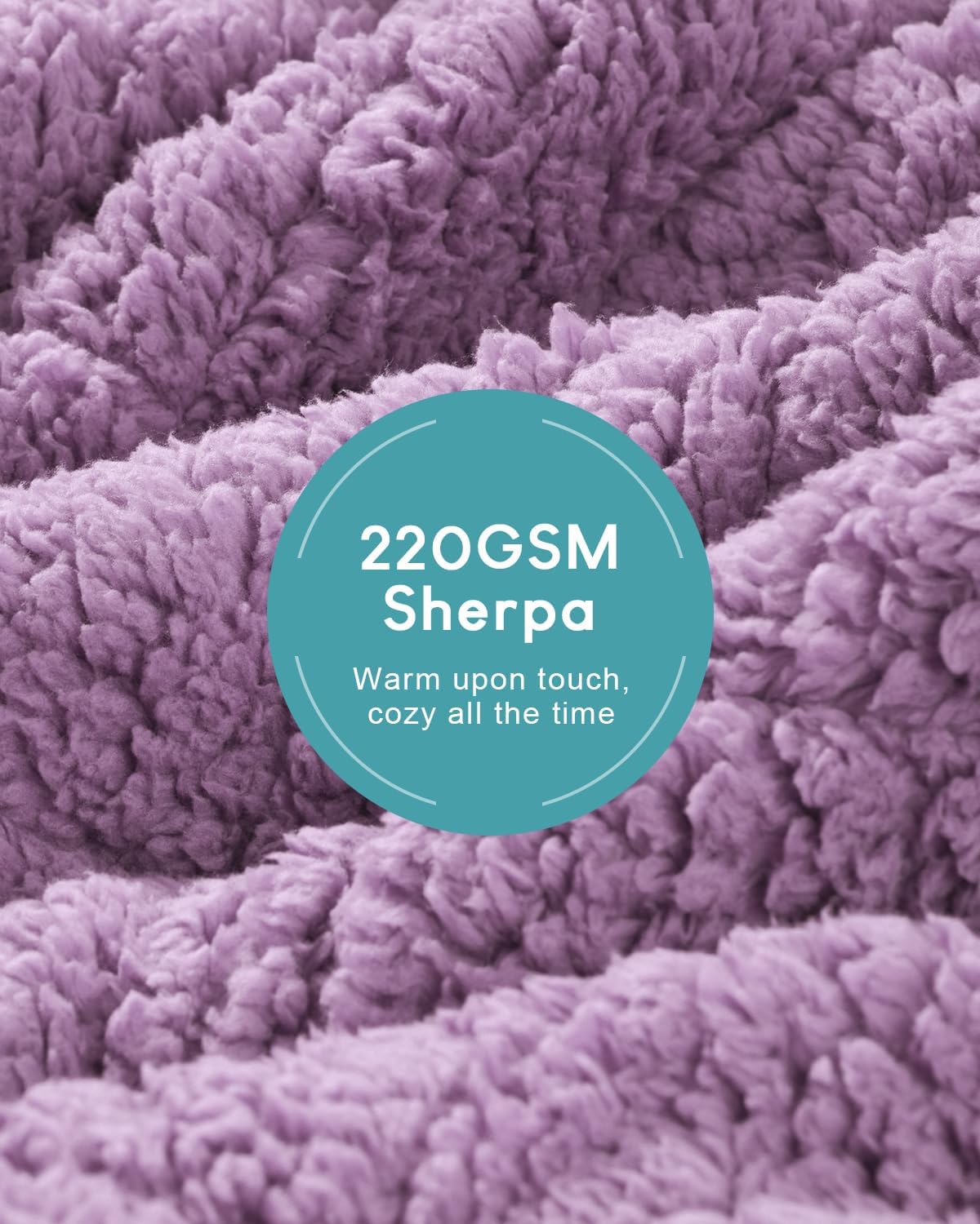 Cottonblue Jacquard Weighted Blanket 15lbs for Adults Twin Full Size, Soft Fuzzy Sherpa Fleece Weighted Throw Blankets 48x72 in for Relax and Sleep, Cozy Heavy Bed Blankets with Cemaric Beads, Purple