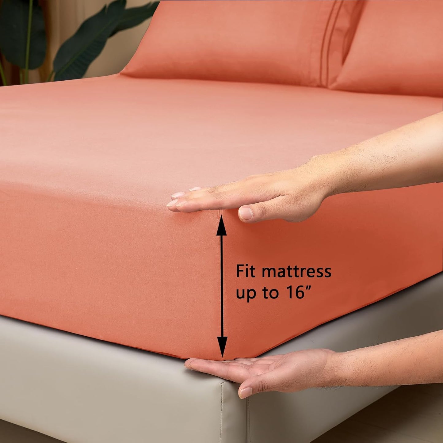 Mejoroom California King Size Sheet Set - Soft Microfiber Bed Sheets,Deep Pocket Fitted Sheet, Breathable, Wrinkle & Fade Resistant - 4 Piece (California King, Coral)