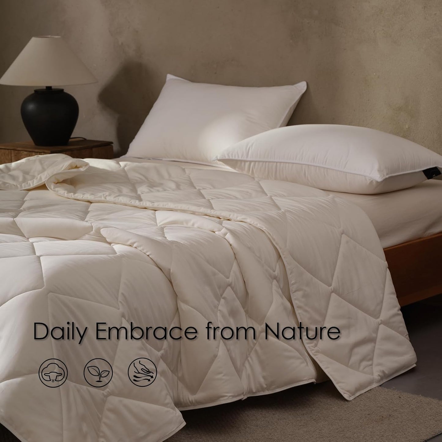 EP Mode Warm Weight Wool Comforter for Winter, Purely Natural Duvet Insert, 100% Australian Wool Filling (400GSM, Size Twin)