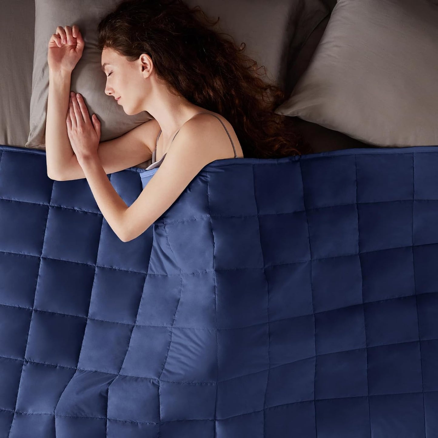 Weighted Blanket Twin Size (48"x72" 20lbs),Ultra Soft and Cozy Cooling Weighted Blanket Twin Size for Adult,Heavy Blanket with Machine Washable Soft Blanket, Blue
