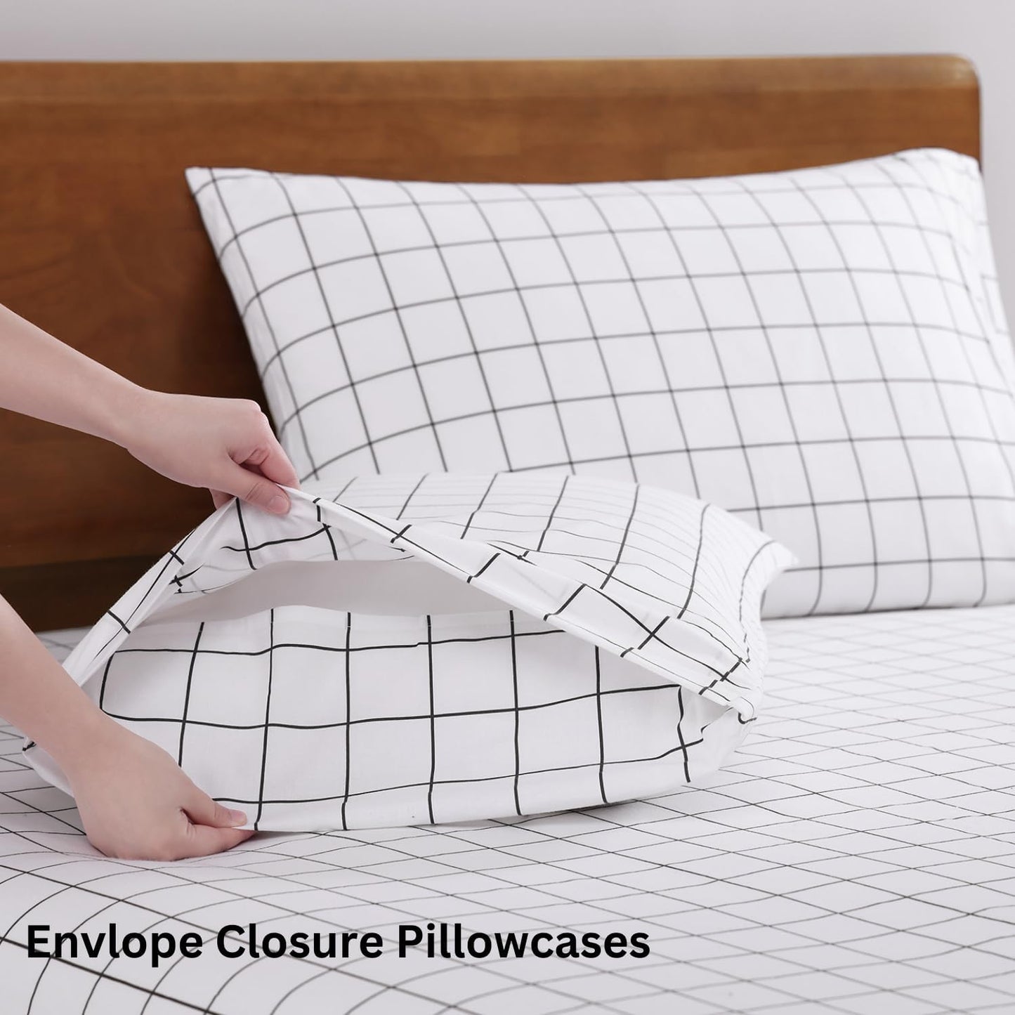 LANE LINEN 100% Organic Cotton Twin XL Bed Sheets, Sustainably Produced Okeo Tex Certified Cotton Sheets, Luxury Hotel Percale Soft & Comfy Comes in Variety of Prints & Colors - Windowpane