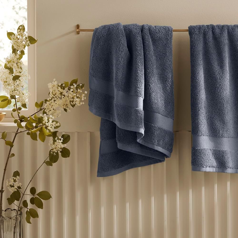 BOLL & BRANCH Plush Bath Sheet Set - Mineral - 6 Piece - Includes 2 Oversized Bath Sheets, 2 Hand Towels & 2 Washcloths - 100% Organic Cotton - Ultra Soft & Luxurious - Quick Absorbing