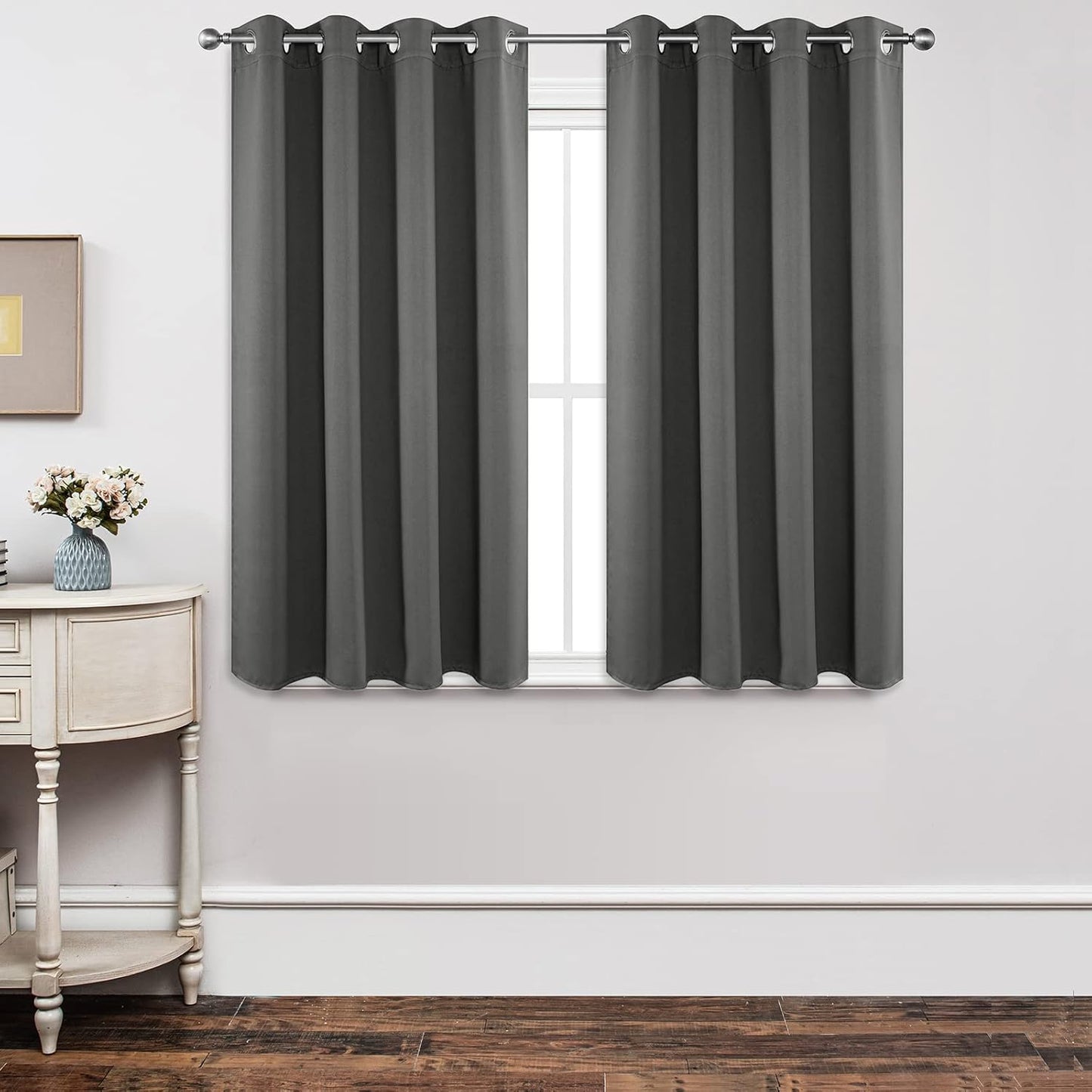 Joydeco Blackout Curtains 45 Inch Length 2 Panels Set, Thermal Insulated Long Curtains& Drapes 2 Burg, Christmas Drapes for Living Room Bedroom Window