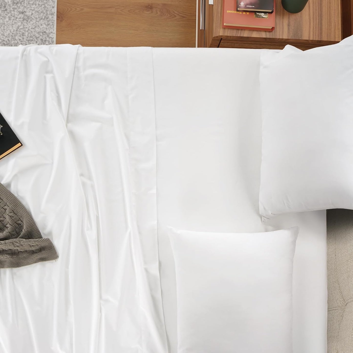 IZOD 100% Egyptian Cotton Sheets Set Full Size, Cotton Percale Crisp Sheet Set 4Pc, Lightweight & Deep Pocket fits Upto 17", Long-Staple Soft Combed, Hotel Style Sheets Luxury Bedding Sheet - White