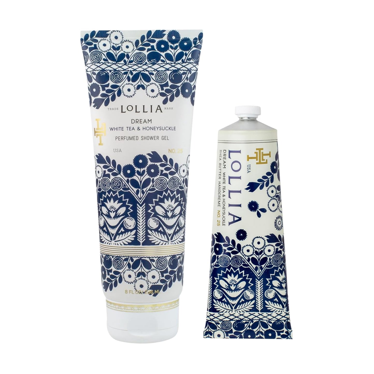 LOLLIA Dream Bundle with Handcreme, 4 oz, 113 g, and Shower Gel, 8 fl oz, S cented Shea Butter Moisturizing Wash & Hand Lotion for Women, Hydrating Luxury Bath Skin Care Set