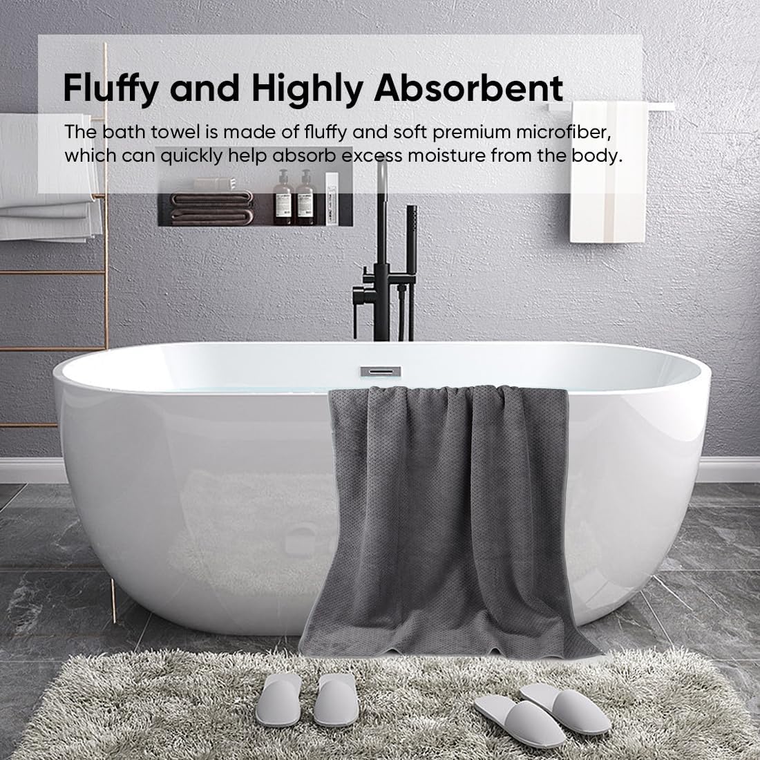 HOMEXCEL Bath Sheets Towels Set Pack of 2 (35 x 70 Inches), Ultra Soft Bath Towels for Bathroom, Lightweight and Quick Drying Towel for Body, Yoga, SPA, Fitness, Grey