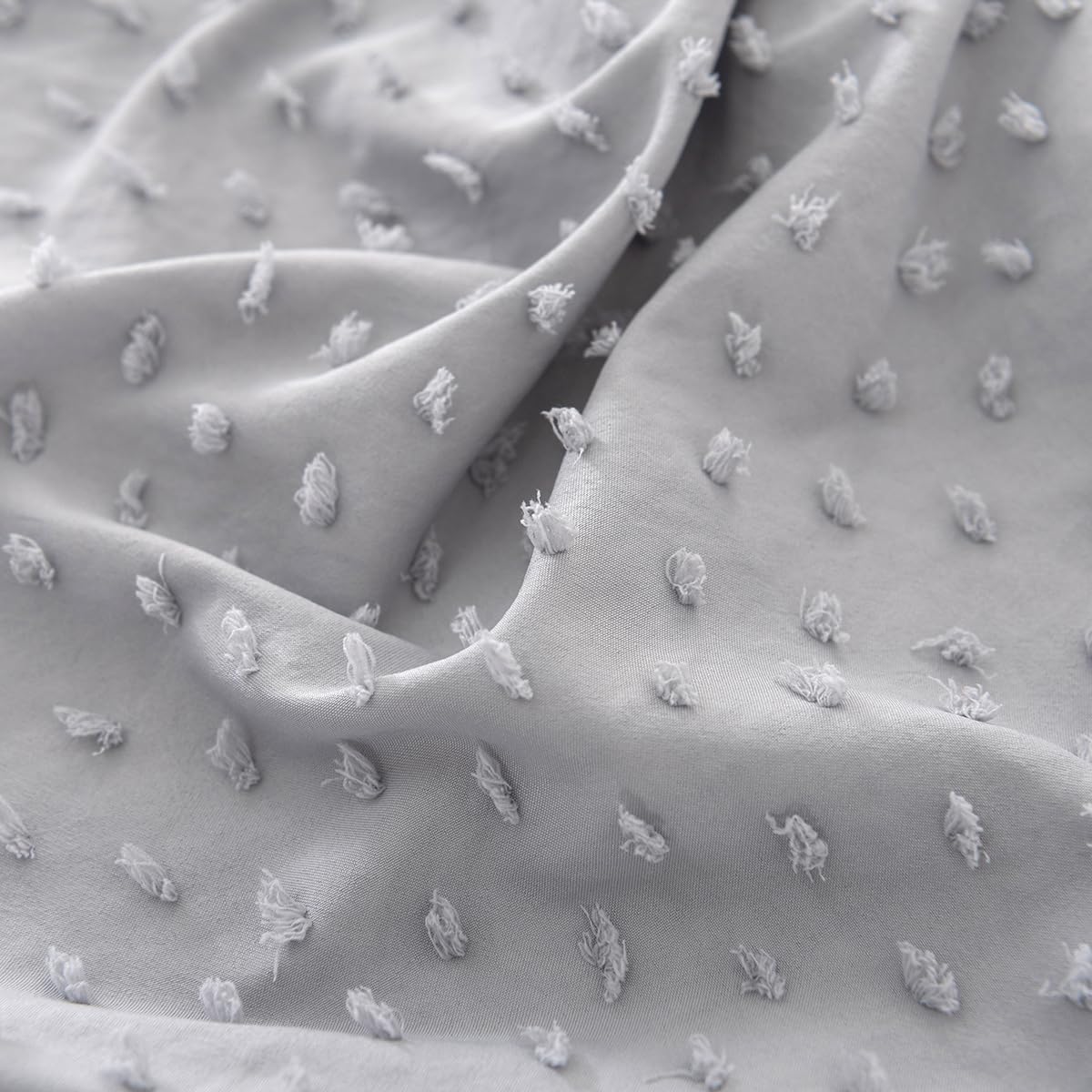 Tufted Dot Bed Skirt King Size Ruffled Bed Skirt with Split Corners, 18 Inch Drop Dust Ruffle Bed Skirts with Platform, Light Grey