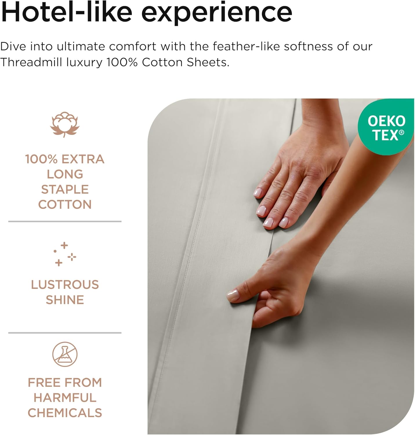 Threadmill Luxury 800 Thread Count Twin 100% Cotton Sheets - Moonrock Grey Sateen Weave Bed-Sheets, Better Than Egyptian Cotton,3 Pc Solid Soft Bedding Set, Fits 15" Deep Pocket