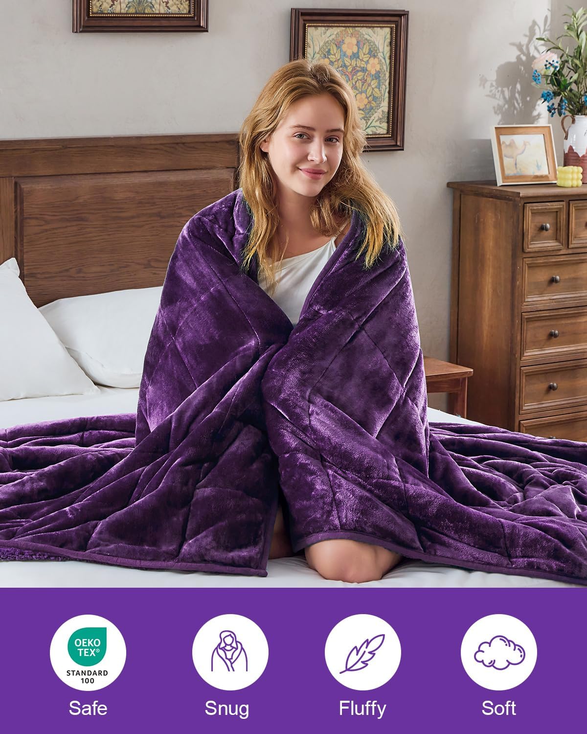Super Fuzzy Soft Sherpa Fleece Weighted Blanket, 15 lbs Dual Sided Fluffy Heavy Weighted Blankets for Adults - No Bunching with Double Layers of Soft Inner Lining (48"x 72", 15 Pounds)
