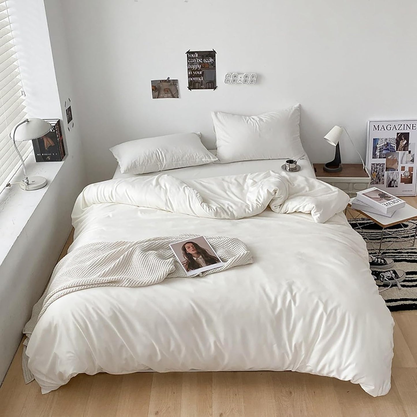 White Comforter Cal King Plain White Bedding Comforter Set California King Solid Color Plain Solid Blanket Quilts Cozy Durable Soft Modern Bedding Comforter Sets Women Men