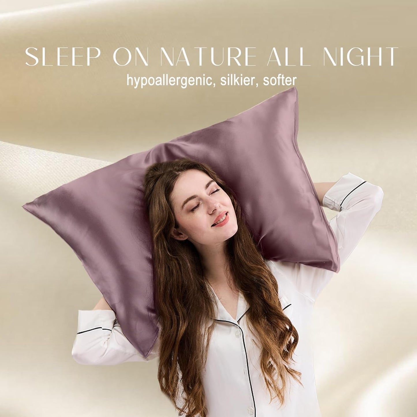 ZIMASILK 100% Pure Mulberry Silk Pillowcase for Hair and Skin Health,Soft and Smooth,Both Sides Premium Grade 6A Silk,600 Thread Count,with Hidden Zipper,1pc (King 20''x36'',Dark Mauve)