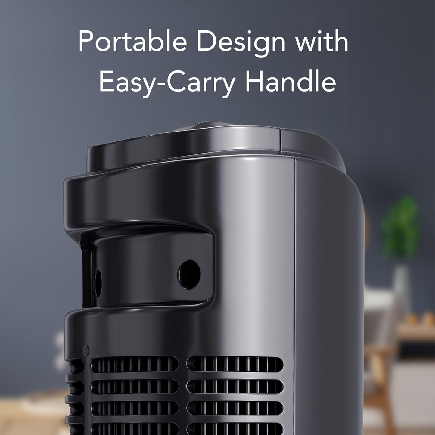 Comfort Zone Tower Fan for Bedroom, 32 inch, 3 Speeds, 90 Oscillation, Bladeless Indoor Fan, Built in Carry Handle, Portable Stand Fan, Black