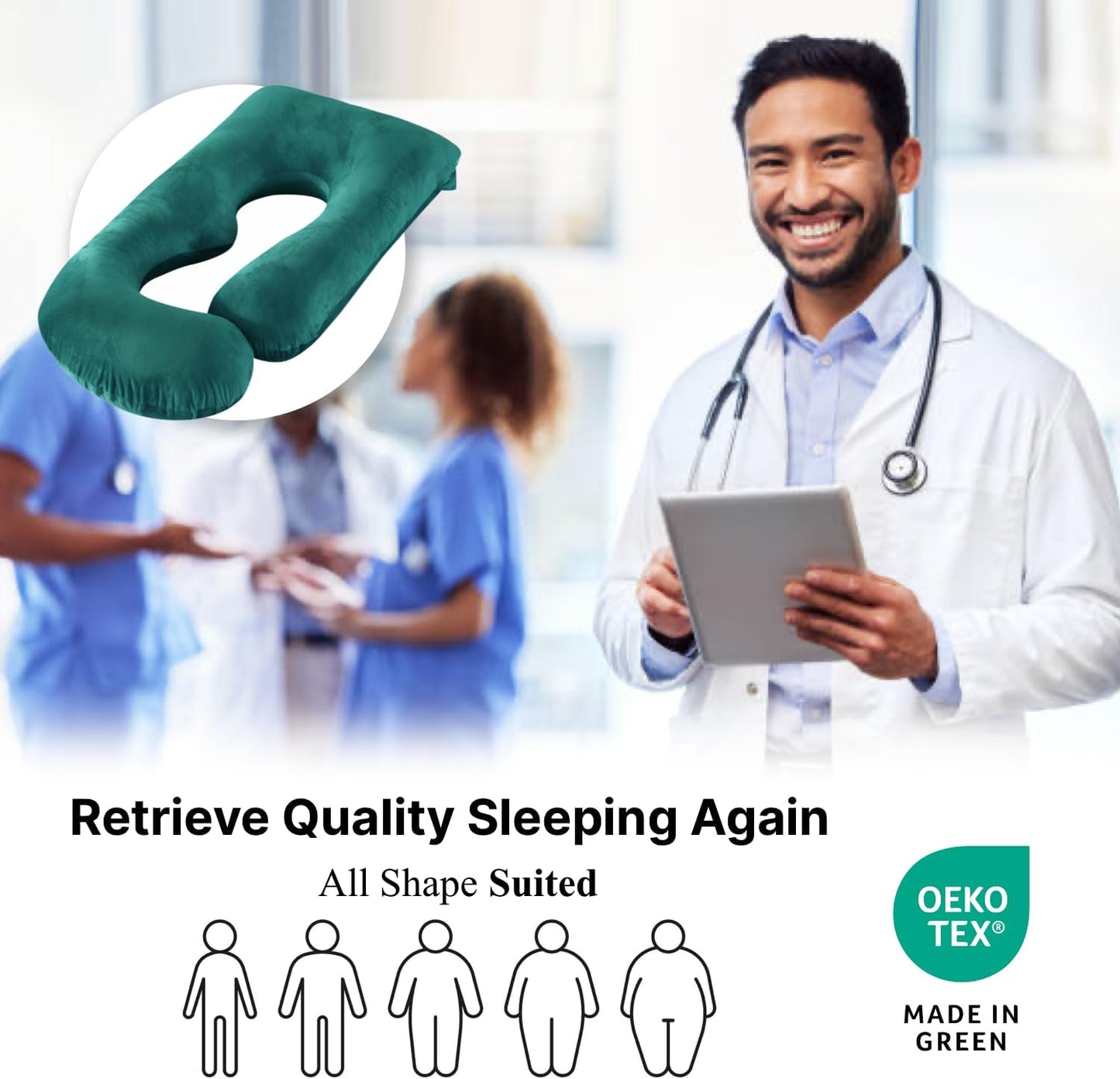 ALLOPERA Pregnancy Pillow, Full Body Maternity Pillow 57 inch, with Removable Washable Cover - Sleep Support for Legs, Back, Neck, Shoulder, HIPS, Belly, Velvet Cover (Dark Green)