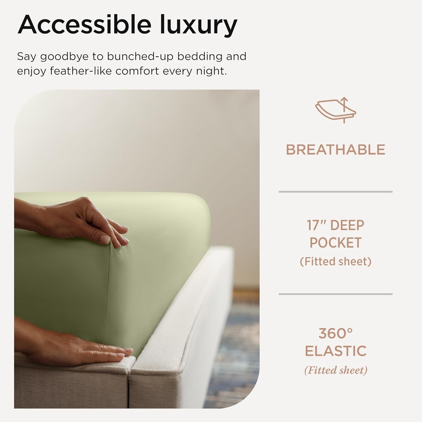 Threadmill Luxury Full Size Sheets | 656 Thread Count Certified Supima Cotton Sheets for Full Size Mattress | 5-Star Hotel Quality 4 Piece Bed Sheets with Extra Deep Pocket |Sage Green Sheet