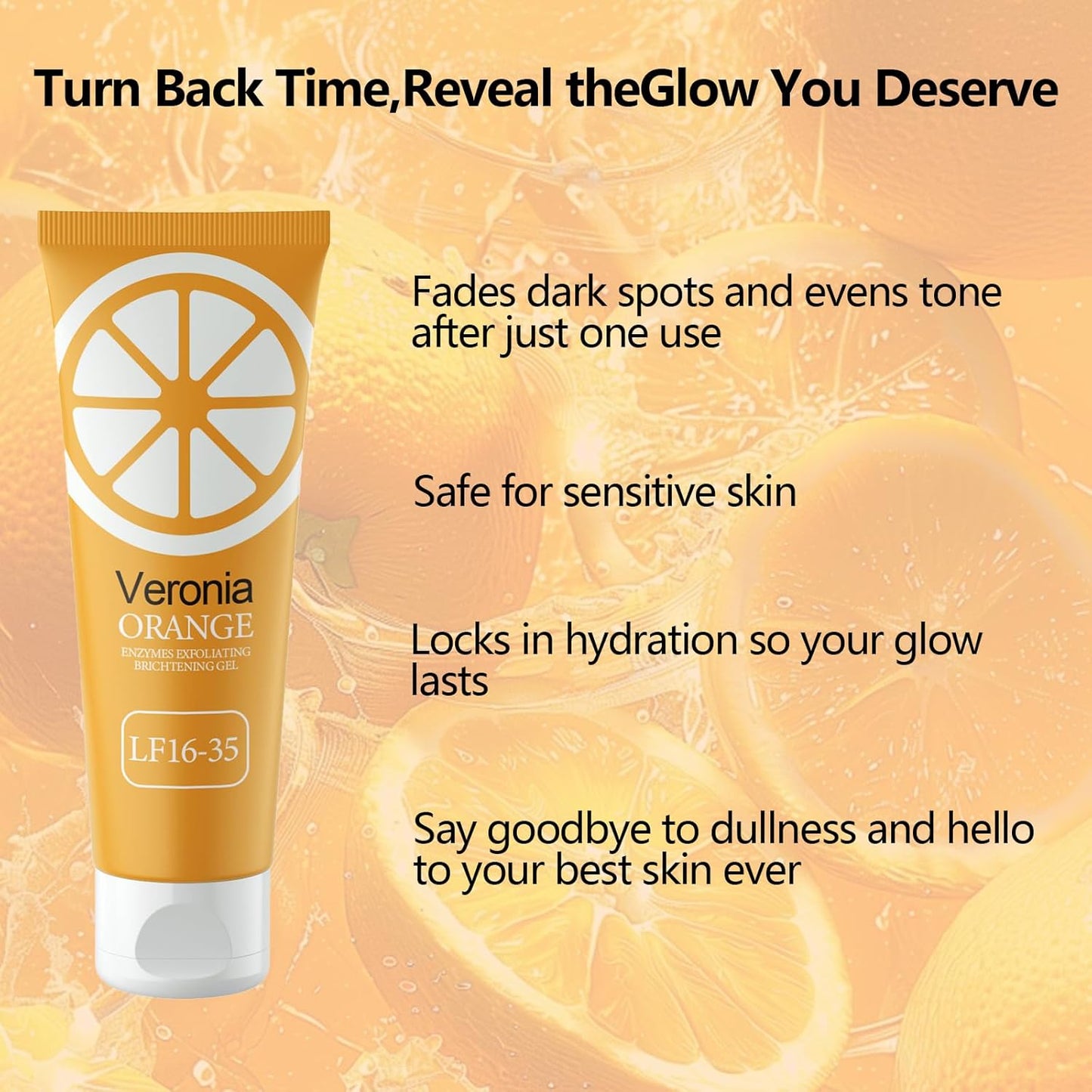 Veronia Orange Enzyme Exfoliating Gel, Moisturizer Face Body Scrub Gel, Deep Clean Pores, Remove Blackheads & Moisturize Skin, All Types Skin (1pcs)