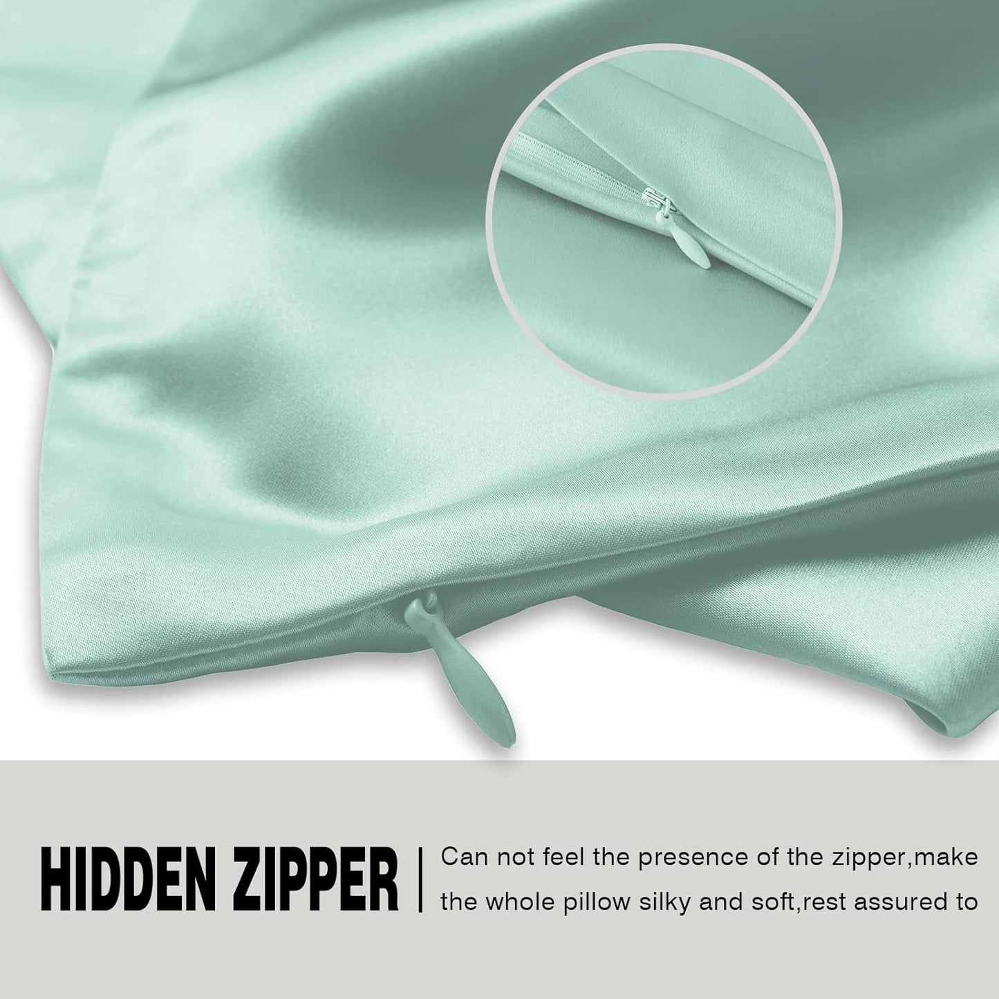 Silk Body Pillowcase Mulberry Silk Pillow Cases with Zipper Soft Breathable Smooth Cooling 20x54 inches Pillowcase for Sleep (Sage Green,20"X 54",1Pcs)