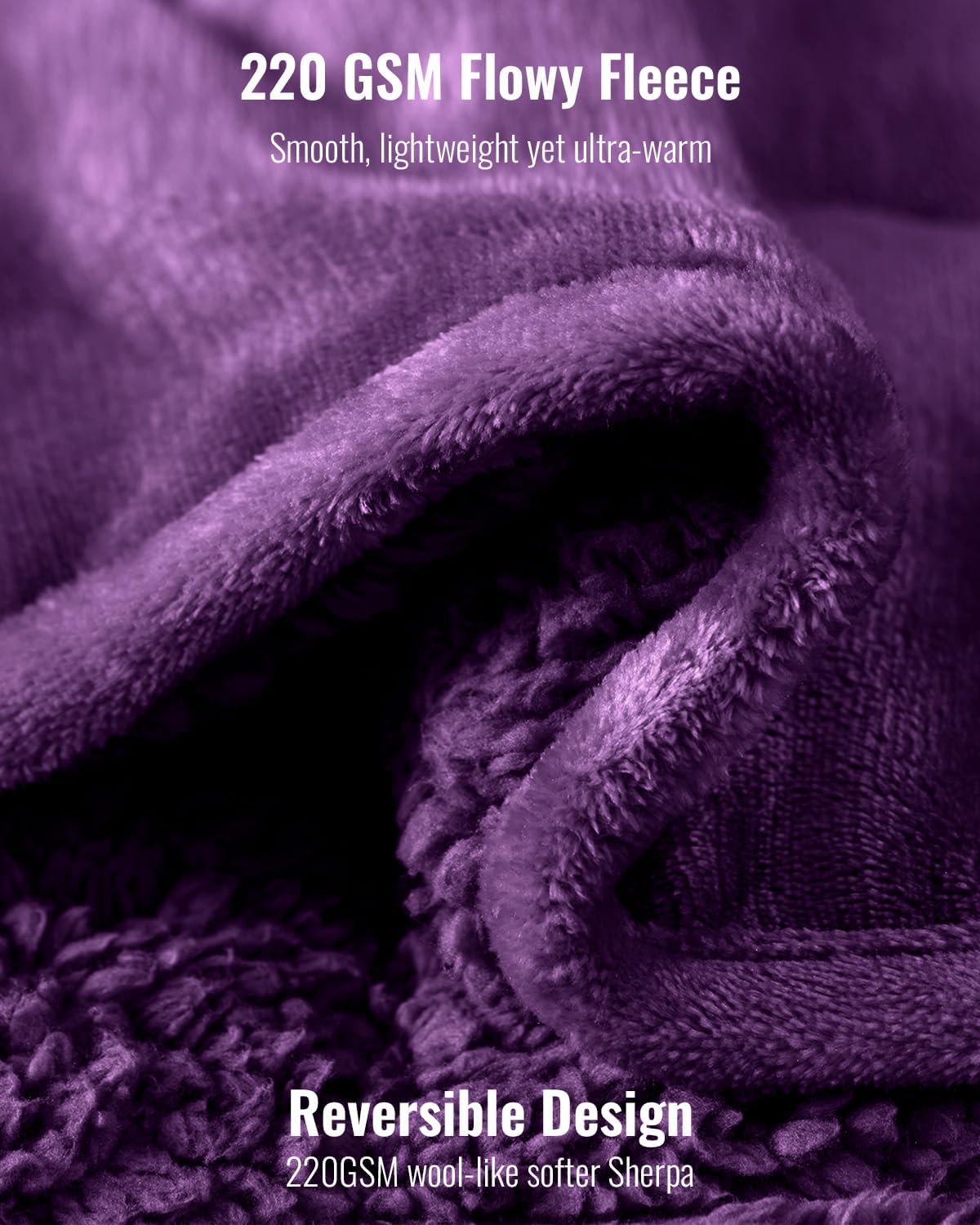 Uttermara Weighted Blanket for Adults, Queen Size Heavy Blanket with Reversible Soft Shiny Velour Fleece and Cozy Warm Sherpa for Couch Bed, Calming and Relaxing, 60 x 80 inches 15 lbs in Purple