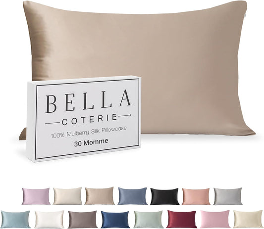 Bella Coterie Luxury Silk Pillowcase for Hair and Skin | 30 Momme | 100% Pure 6A Mulberry Silk | Super Soft | Perfectly Plush [Queen, Champagne]
