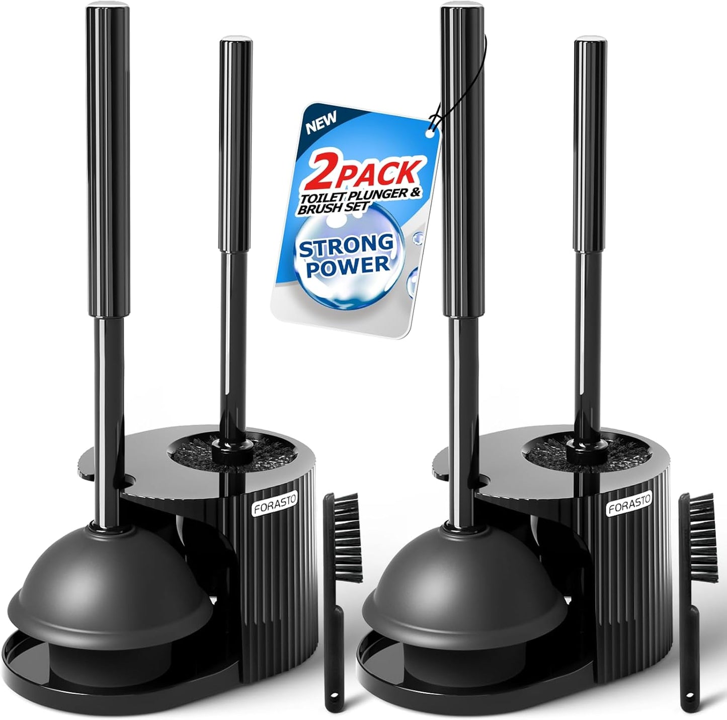 2Pack 2 in 1 Toilet Brush and Plunger Set,Toilet Bowl Brush Plunger Set,Toilet Brush Plunger Combo,Cleaning Brush,Cleaning Supplies,Groove Gap Brush,Bathroom Cleaning Tools