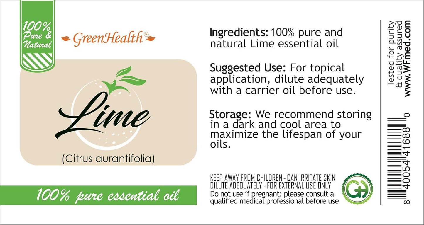Lime Essential Oil - 16 fl oz - Aluminum Bottle - 100% Essential Oil - GreenHealth