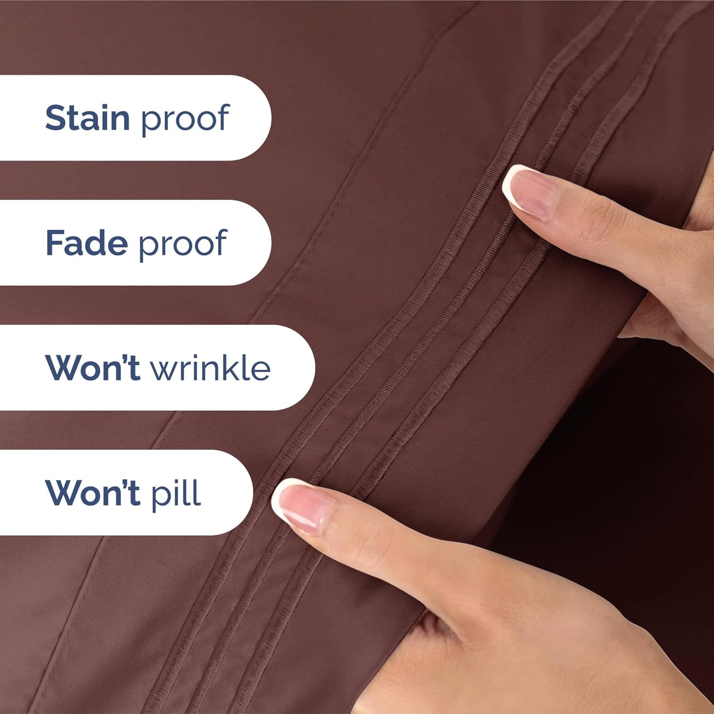 Split King Size 5 Piece Sheet Set - Extra Soft, Breathable & Cooling Sheets - Hotel Luxury Bed Sheets for Women & Men - Deep Pockets, Easy-Fit & Wrinkle-Free Sheets - Dark Russet Oeko-Tex Bed Sheets