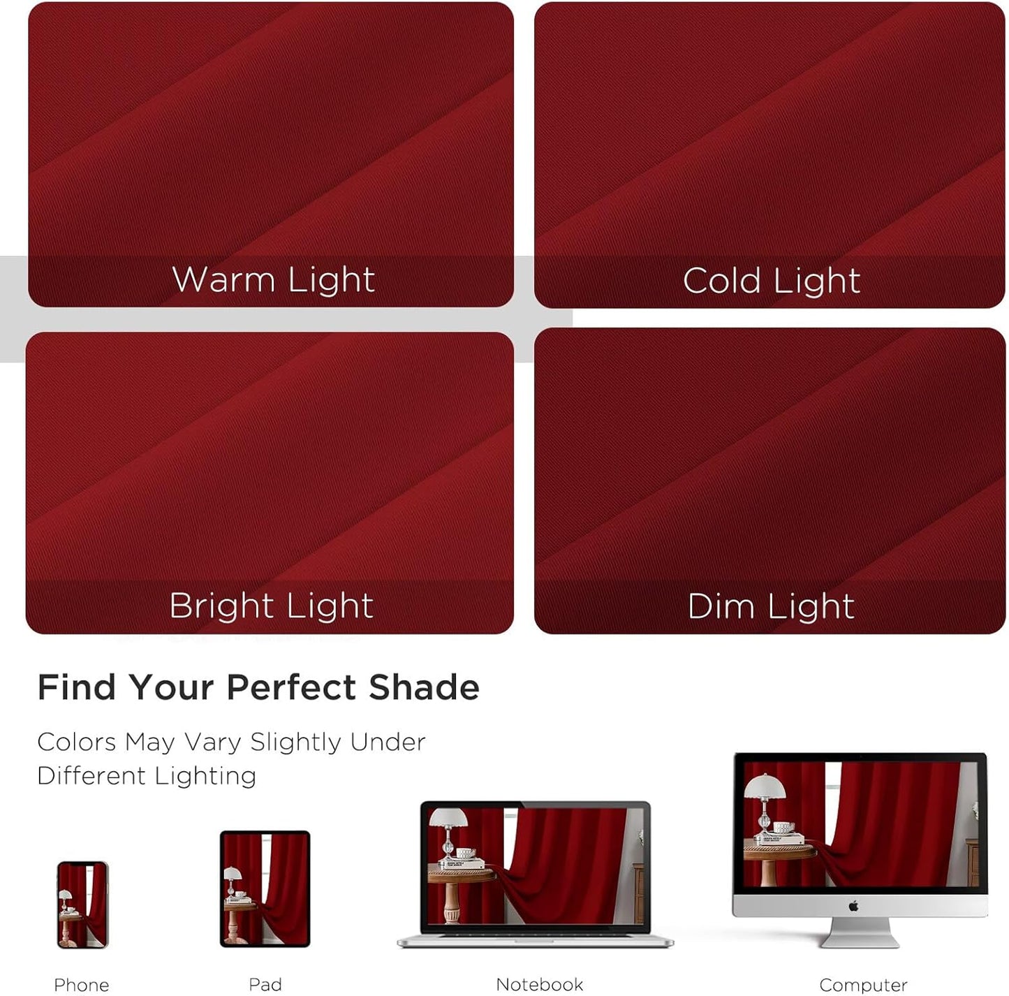CUCRAF Red Blackout Curtains 96 inch Length 2 Panels Set, Rod Pocket Room Darkening Drapes for Bedroom Living Room, Insulated Thermal Light Blocking Window Curtain (W52 x L96 Inch)