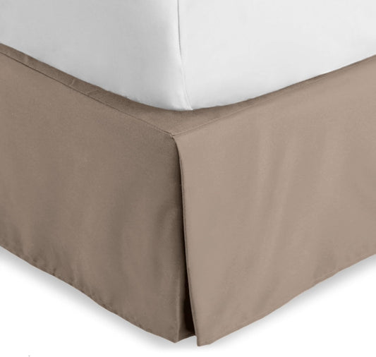 Bare Home Full Bed Skirt - 15-Inch Tailored Drop Easy Fit - Bed Skirt for Beds - Center & Corner Pleats (Full, Taupe)