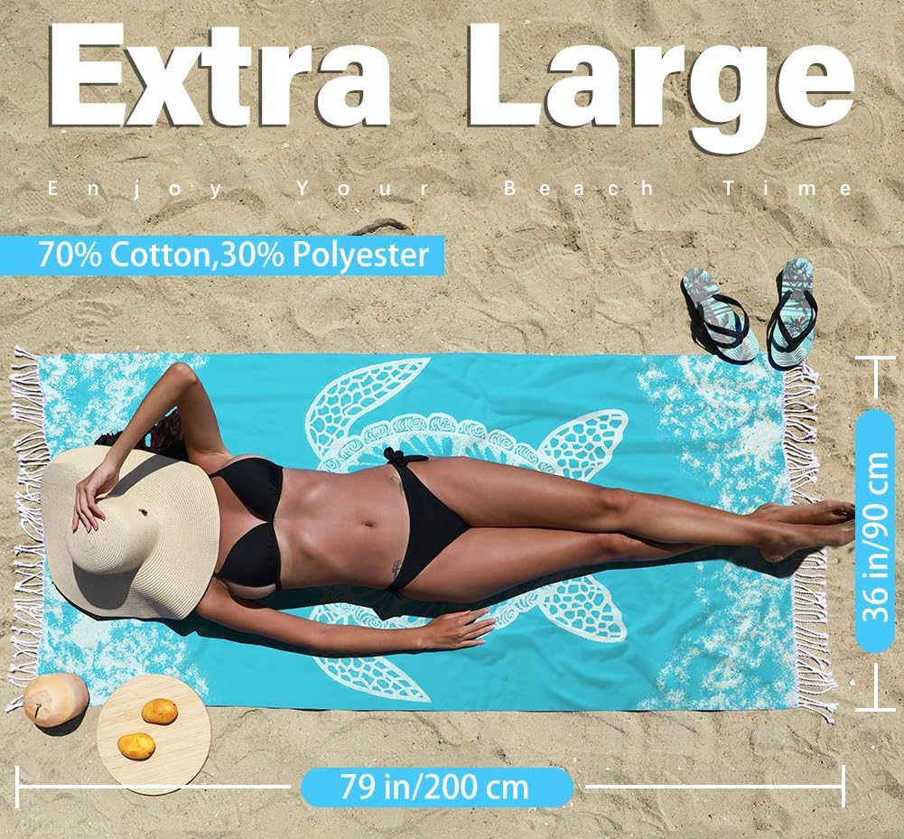 2 Pack Turkish Beach Towel Quick Dry Absorbent Cotton Lightweight Thin Bathroom Bath Pool Swim Towels Extra Large Oversized Sand Free Towel Beach Accessories Essentials Stuff Cloud Adults Gift