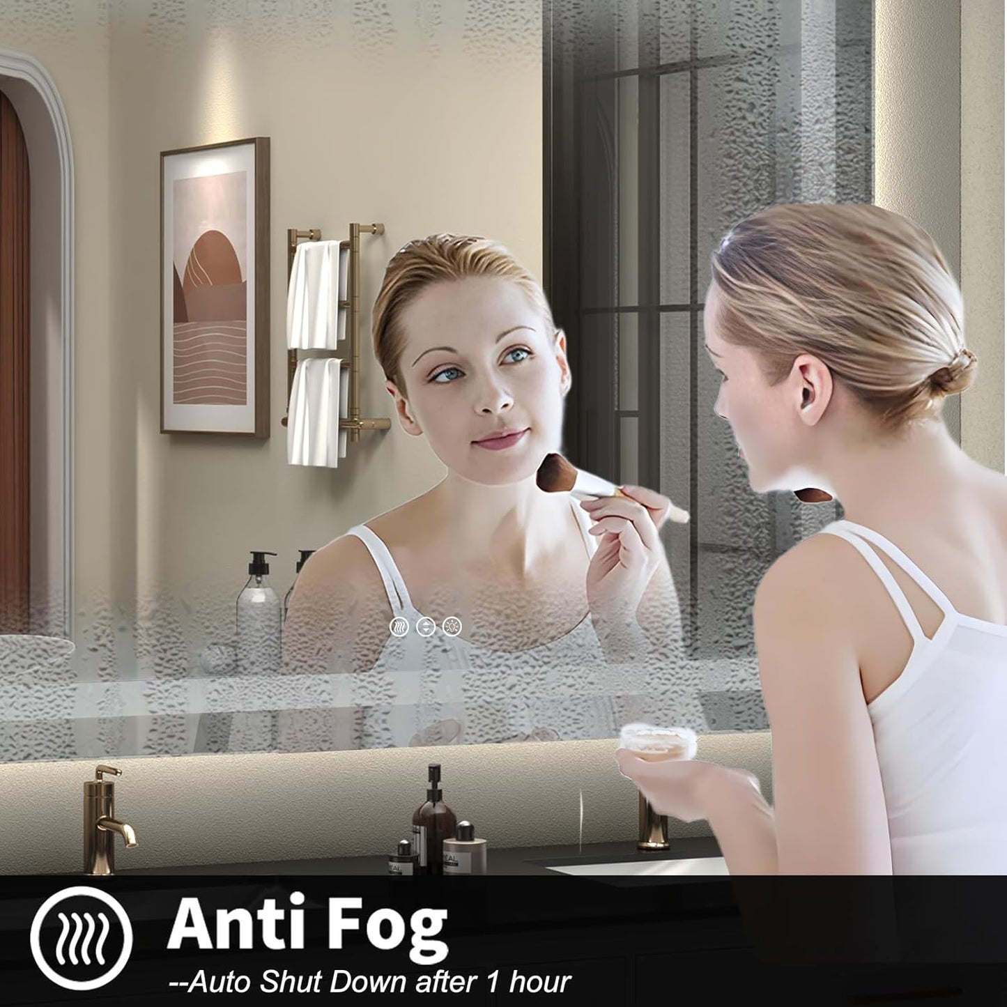 55x40 inch Large LED Mirror for Bathroom, Lighted Vanity Mirror for Wall, Dimmable, Anti-Fog, Shatter-Proof, ETL Listed (Front Lights + Backlit)