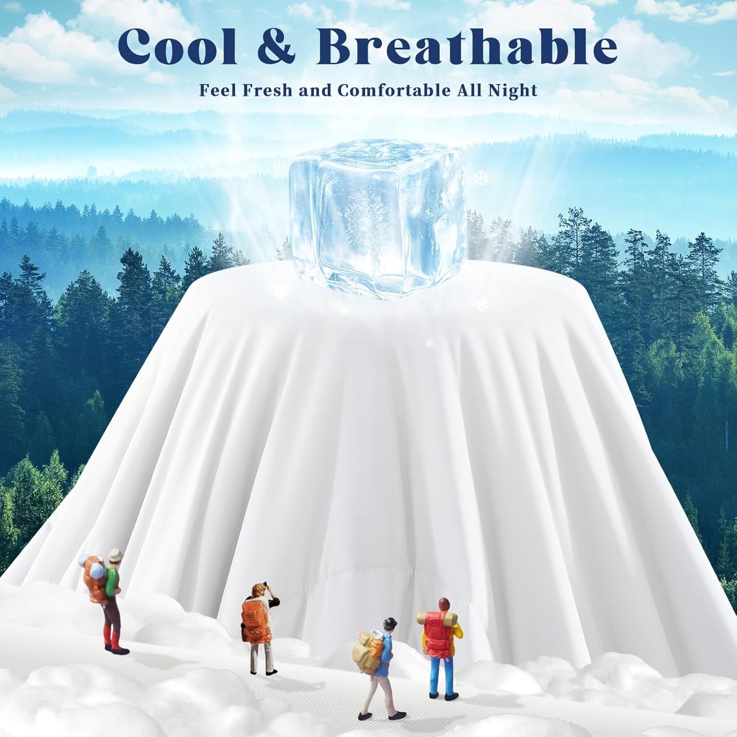 Cooling Comforter King Size, Double-Sided Cooling Blanket for Hot Sleepers & Night Sweats, Arc-Chill Q-Max > 0.4 Breathable Ice Blanket, Lightweight Cold Comforter (108''x90'', White)