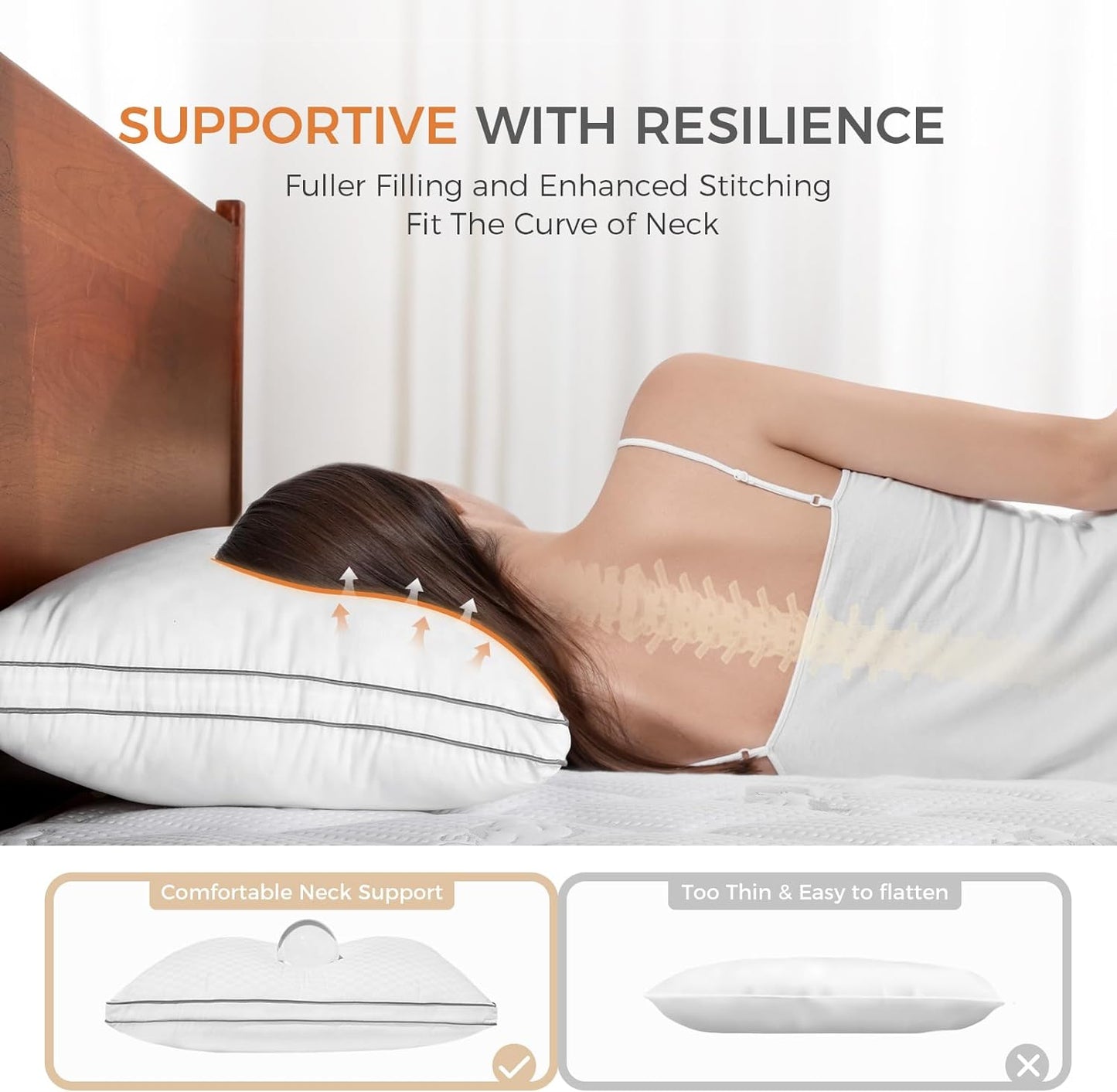 Sweetnight Bed Pillows King Size Set of 2, Fluffy Luxury Hotel Collection Gusseted Large Pillows for Neck and Shoulder, Side Back Stomach Sleeper Pillow, Cozy Night 18"X34"