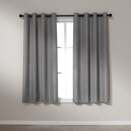 Amazon Basics Faux Linen Blackout Curtains for Bedroom and Living Room, 2-Piece Set with Grommets, 42" W x 63" L, Grey