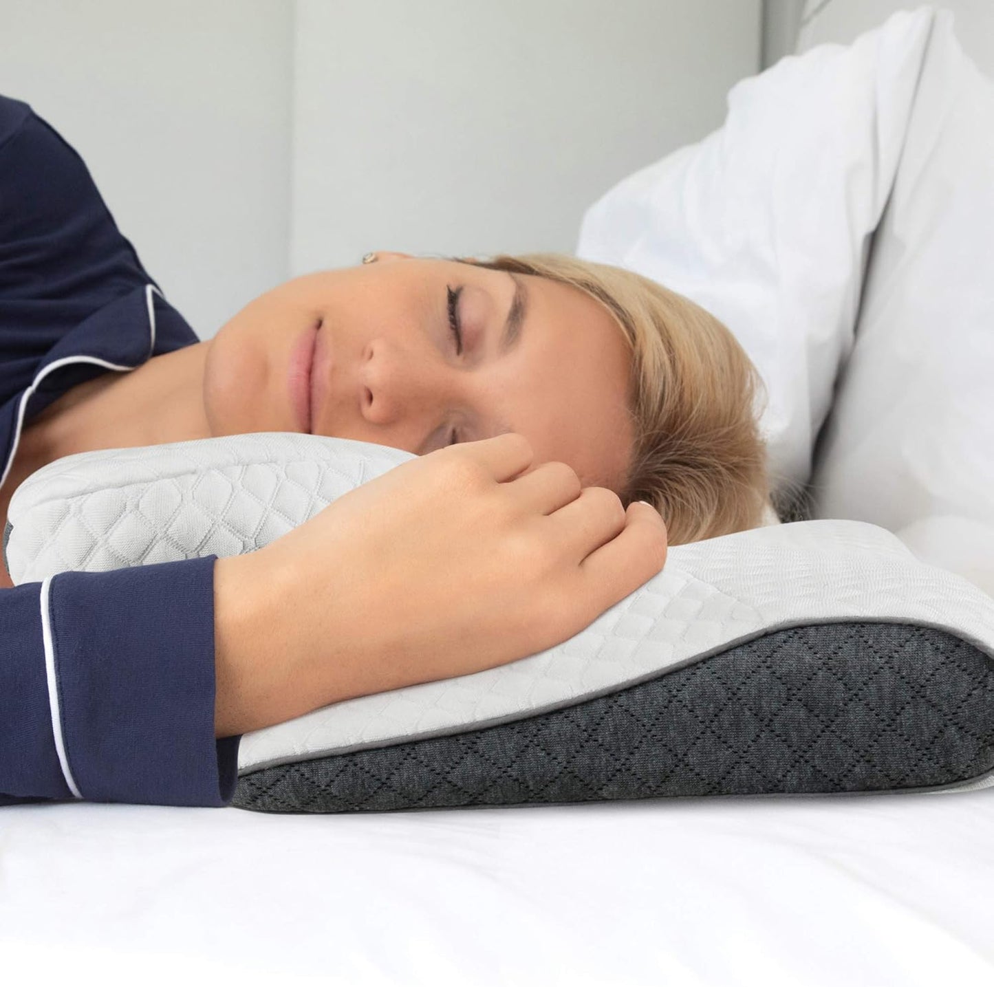 Charcoal Cervical Neck Pillow for Pain Relief Sleeping – Ventilated Memory Foam - Orthopedic Contour Pillow for Side, Back, Stomach Sleeper - Ergonomic Arm, Neck and Shoulder Support Pillows