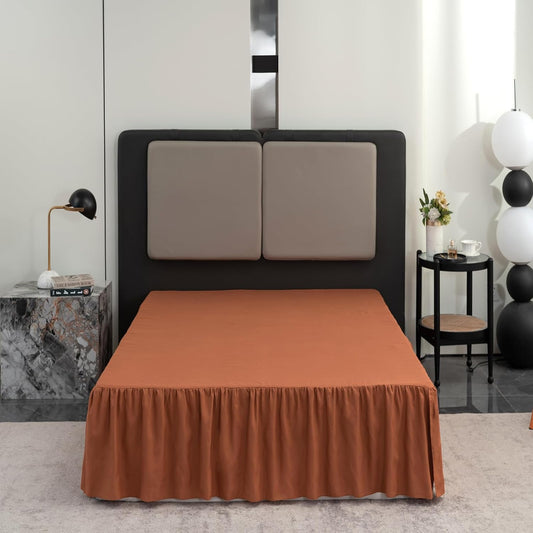 Bed Skirt Queen Size Ruffled Bed Skirt with Split Corners, 12 Inch Drop Dust Ruffle Bed Skirts with Platform, Terracotta
