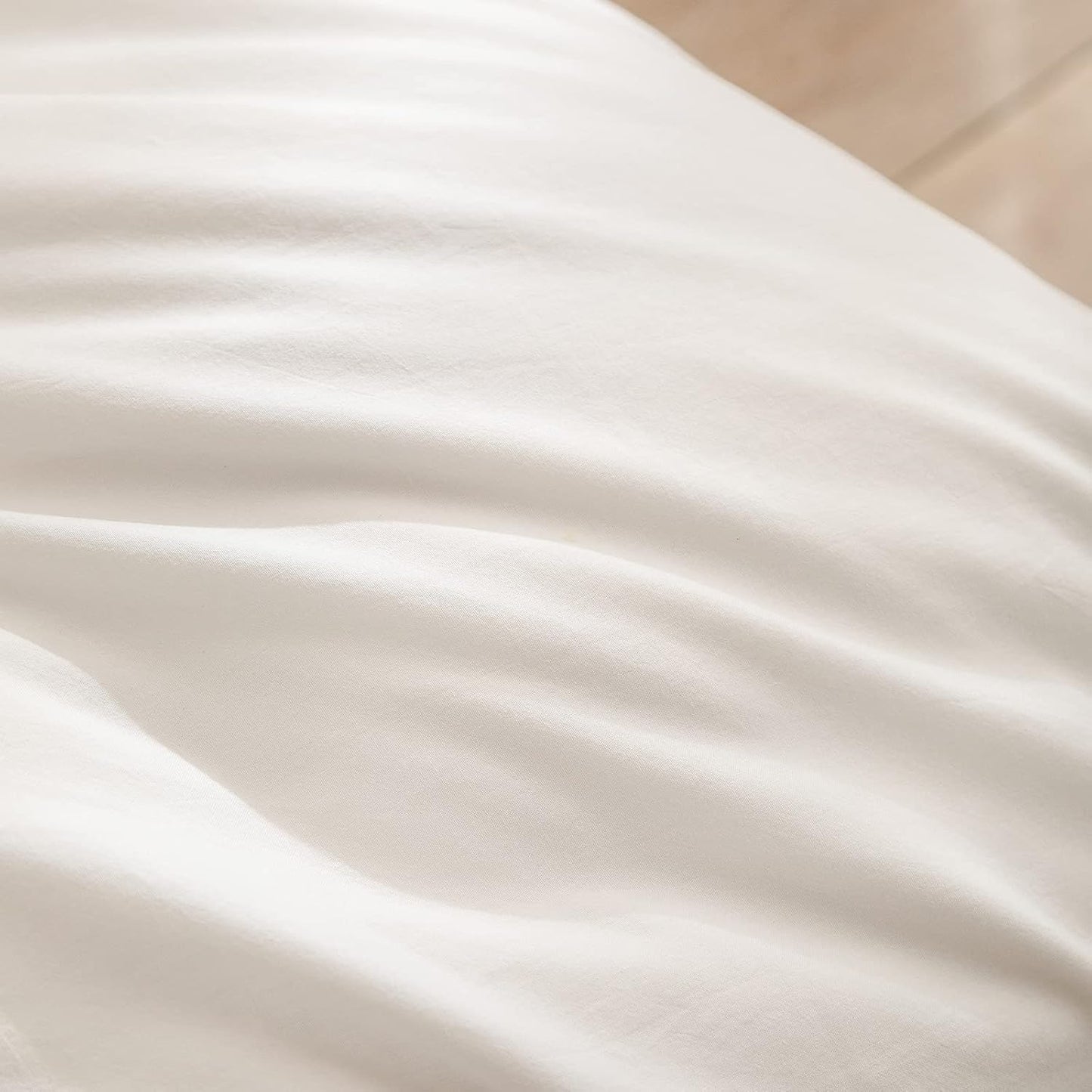 BESTOUCH Duvet Cover Set 100% Washed Cotton Linen Feel Super Soft Comfortable Chic Lightweight 3 PCs Home Bedding Set Solid Off White Super King Plus