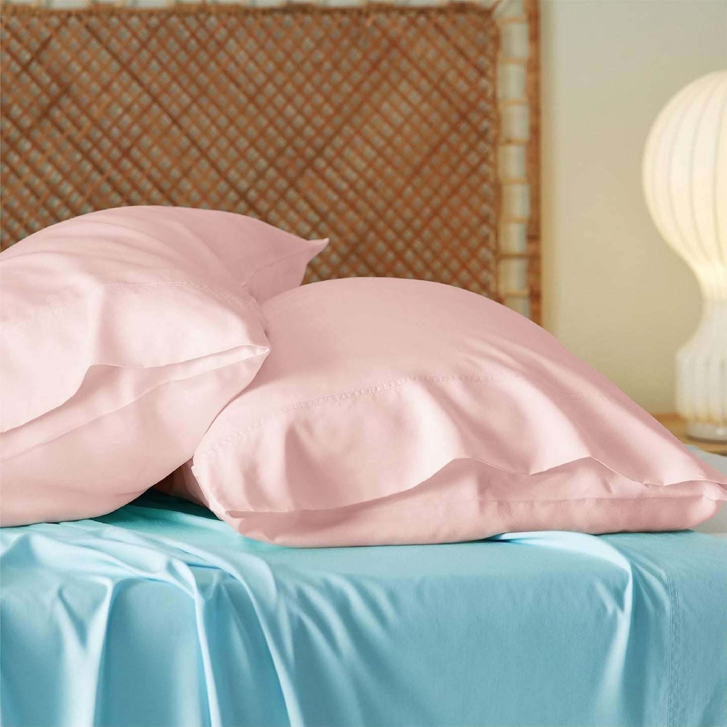 Bedsure King Size Pillow Cases Set of 2, Cooling Pillow Cases King, Rayon Derived from Bamboo Pink Pillowcases, Breathable & Silky Soft Cool Bedding Pillow Covers with Envelope Closure, 20x36 Inches