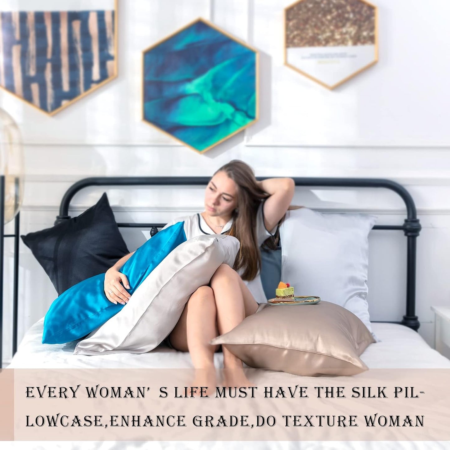 Silk Body Pillowcase Mulberry Silk Pillow Cases with Zipper Soft Breathable Smooth Cooling 20x54 inches Pillowcase for Sleep (Black,20"X 54",1Pcs)