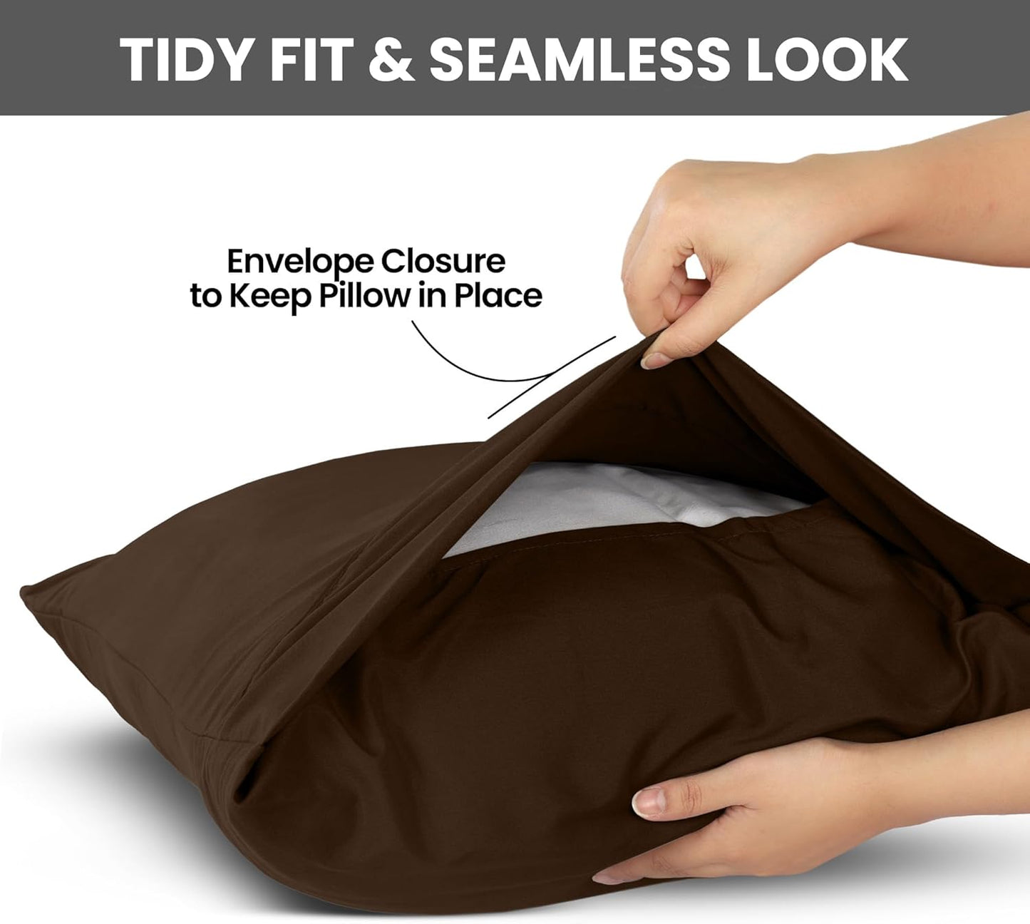 Pillow Covers by Utopia Bedding - King Size 2-Pack – Soft Brushed Microfiber – Perfect for Hospitals, Hotels, Guest Rooms – Oeko-TEX Certified, 20x40 Inches (Brown)