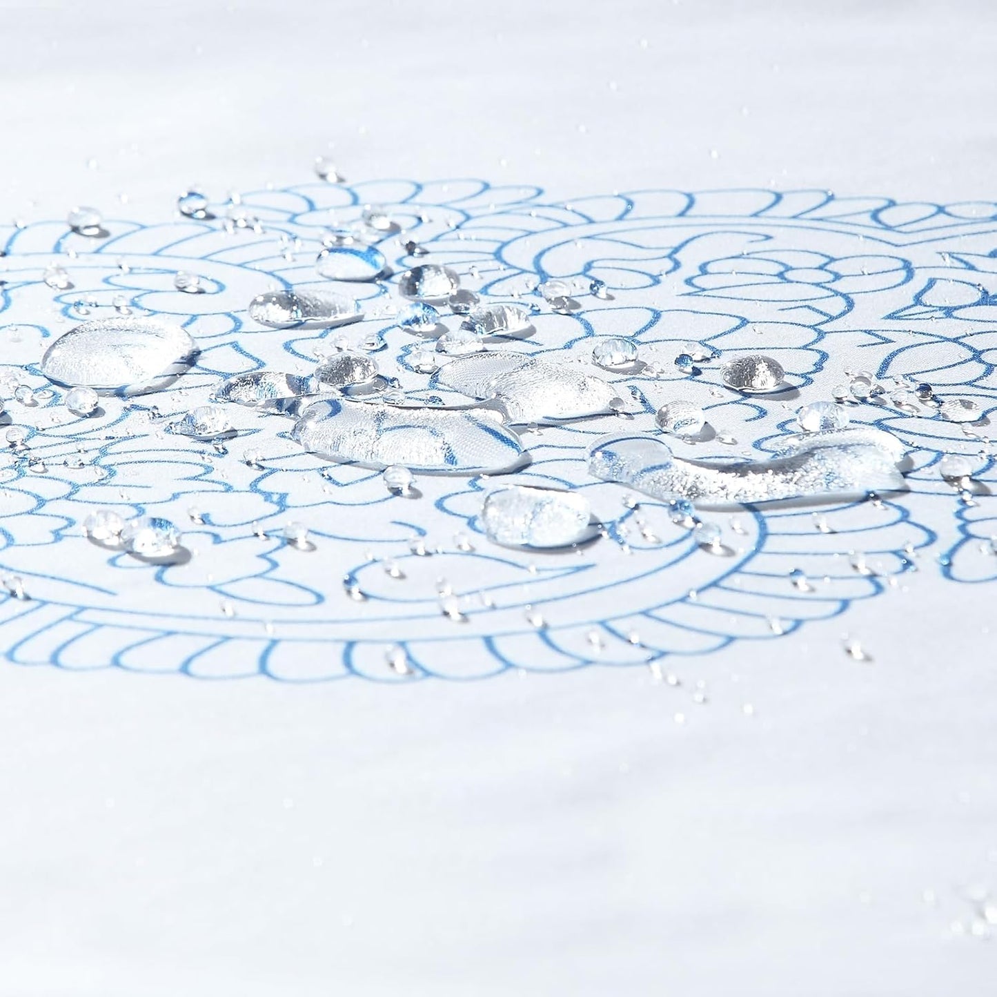 90 Inch Fabric Shower Curtain, Extra Long White and Blue Paisley Damask Medallion Print Shower Curtains for Bathroom, 72" W x 90" H